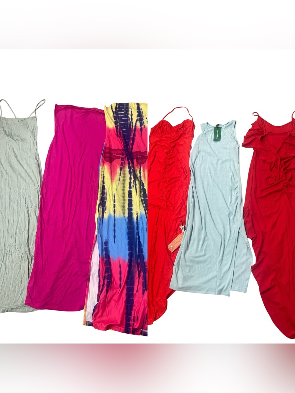 6 Pc SHEIN Multicolor & Solid Midi Dress Lot
